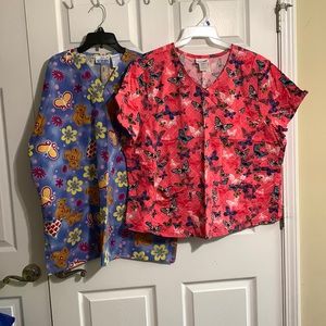 2X scrub top Lot 3Tops